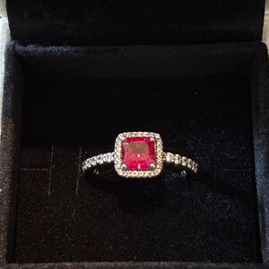 Pandora Red Square Halo ring